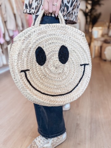 Rieten tas rond smiley